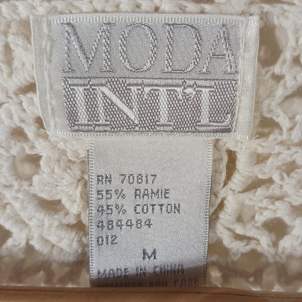 MODA INT'L Crochet Open Knit Cardigan, Cream, Size Medium, Cottagecore, Boho - Picture 2 of 16